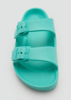 Rubberised buckle sandals — Turquoise 4