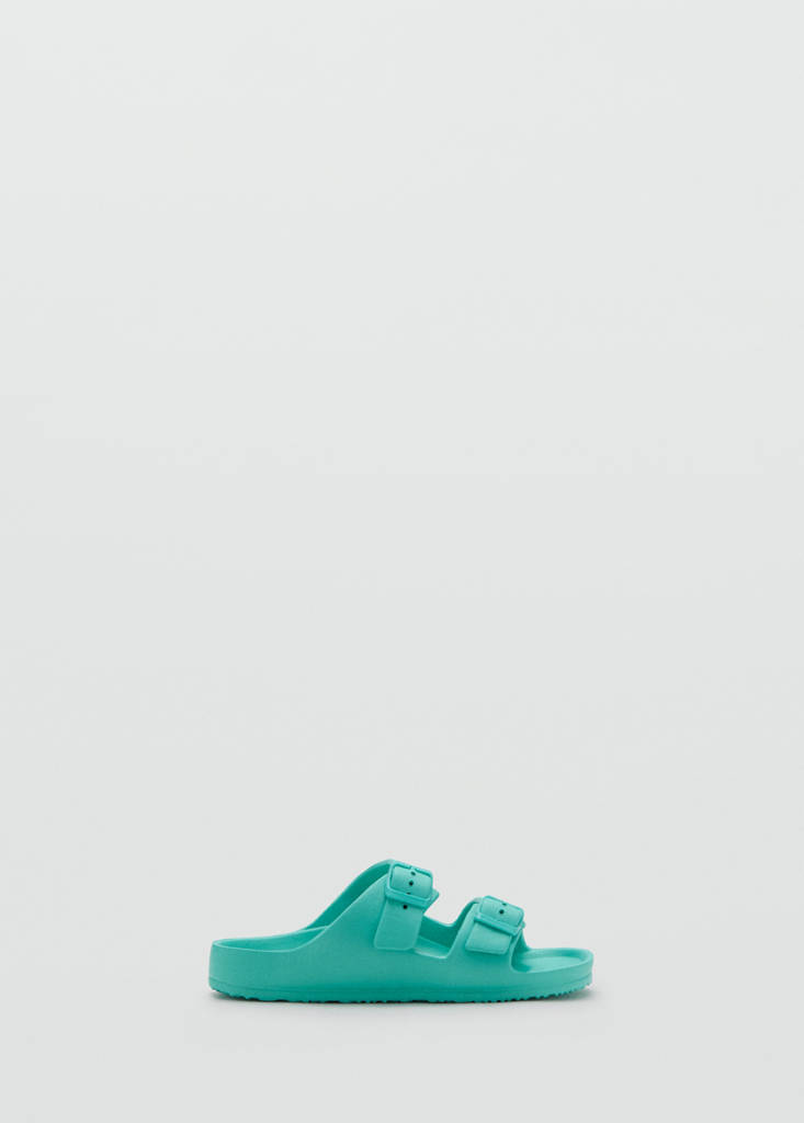 Rubberised buckle sandals — Turquoise