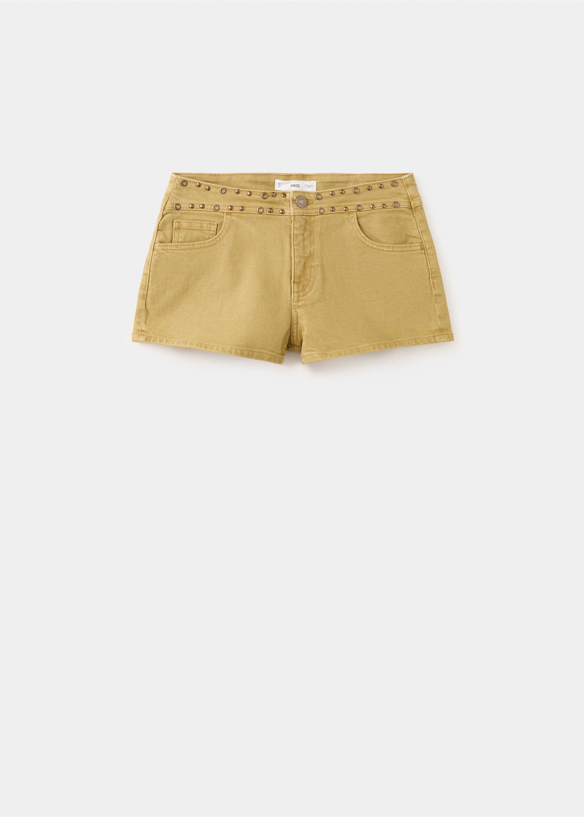 شورتات قصيرة مزينة بالمسامير - منتج دون نموذج, أخضر زيتوني. Ref: 27057904-00.