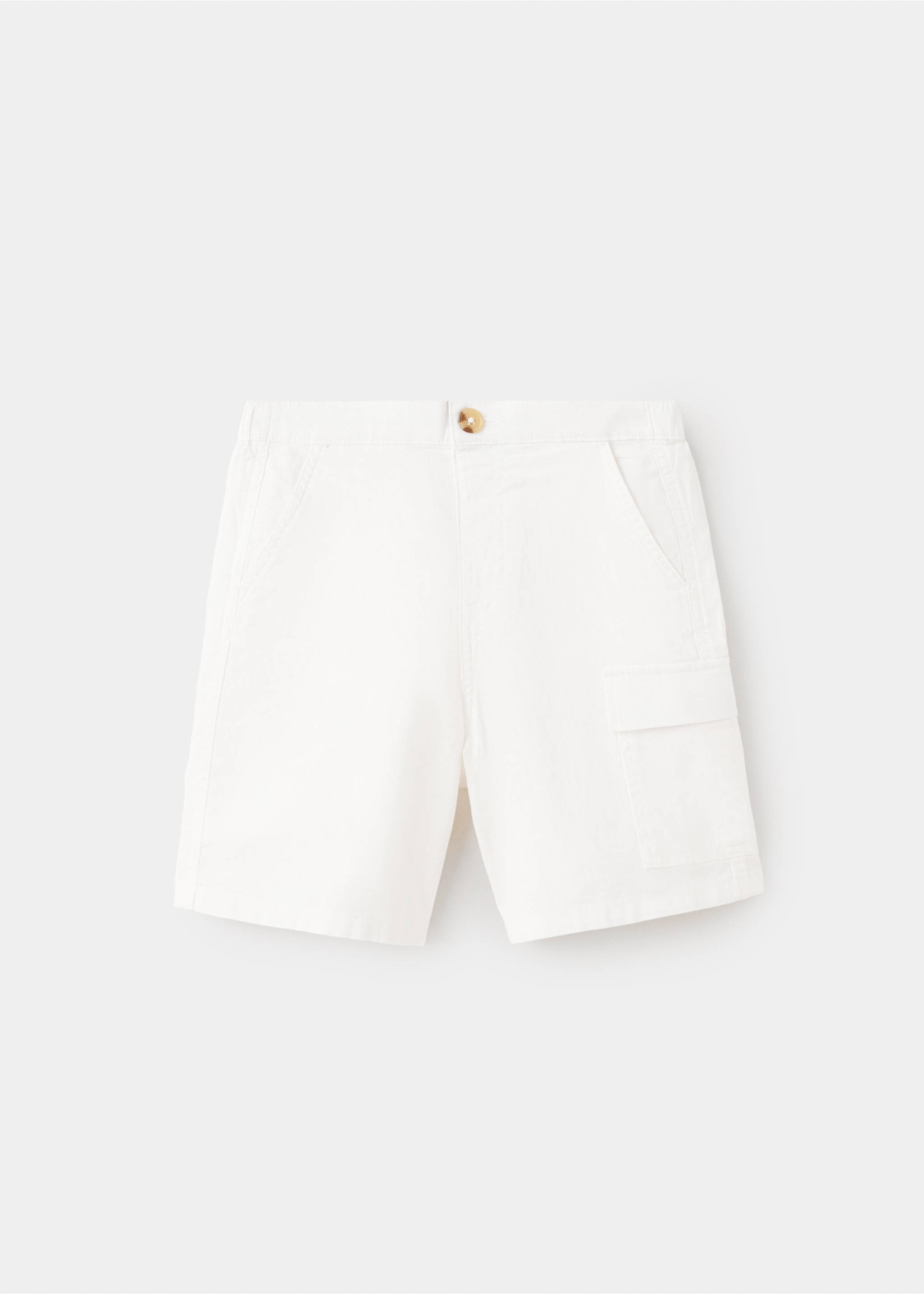 Bermuda cargo mélange de lin et coton - Article sans modèle, Blanc cassé. Ref: 27057906-00.