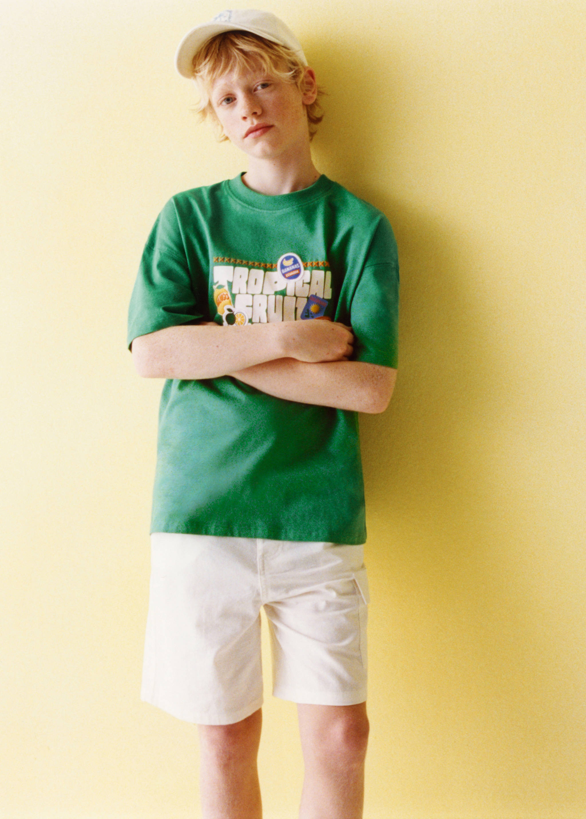 Bermudas cargo mezcla lino y algodón - Plano general