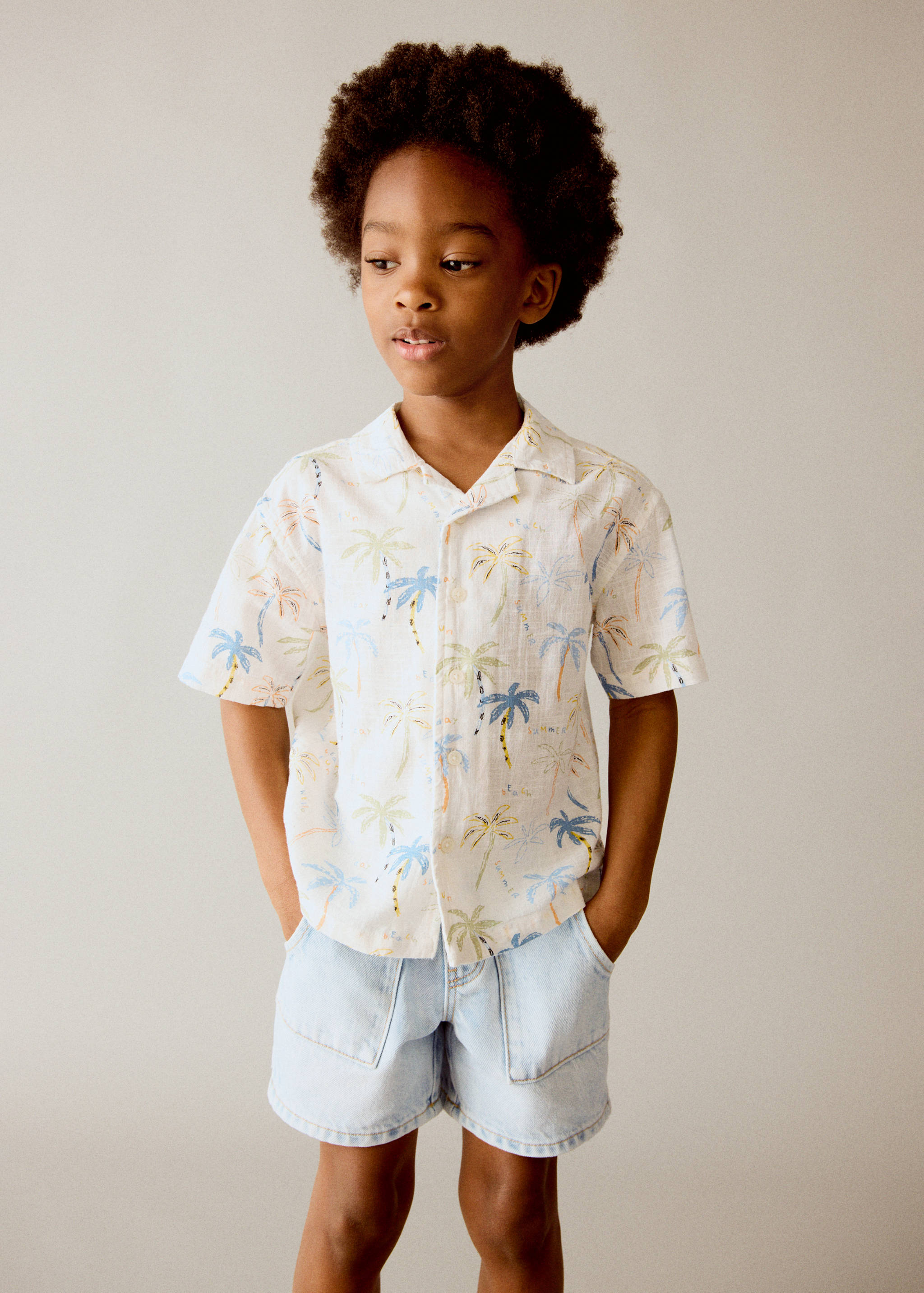 Palm trees design cotton shirt - Medium plane