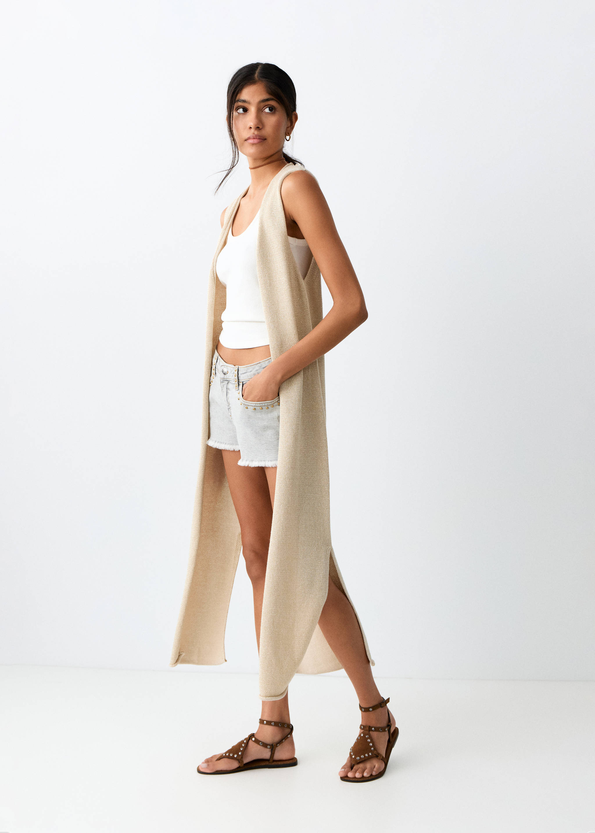 Càrdigan llarg punt - Pla mig