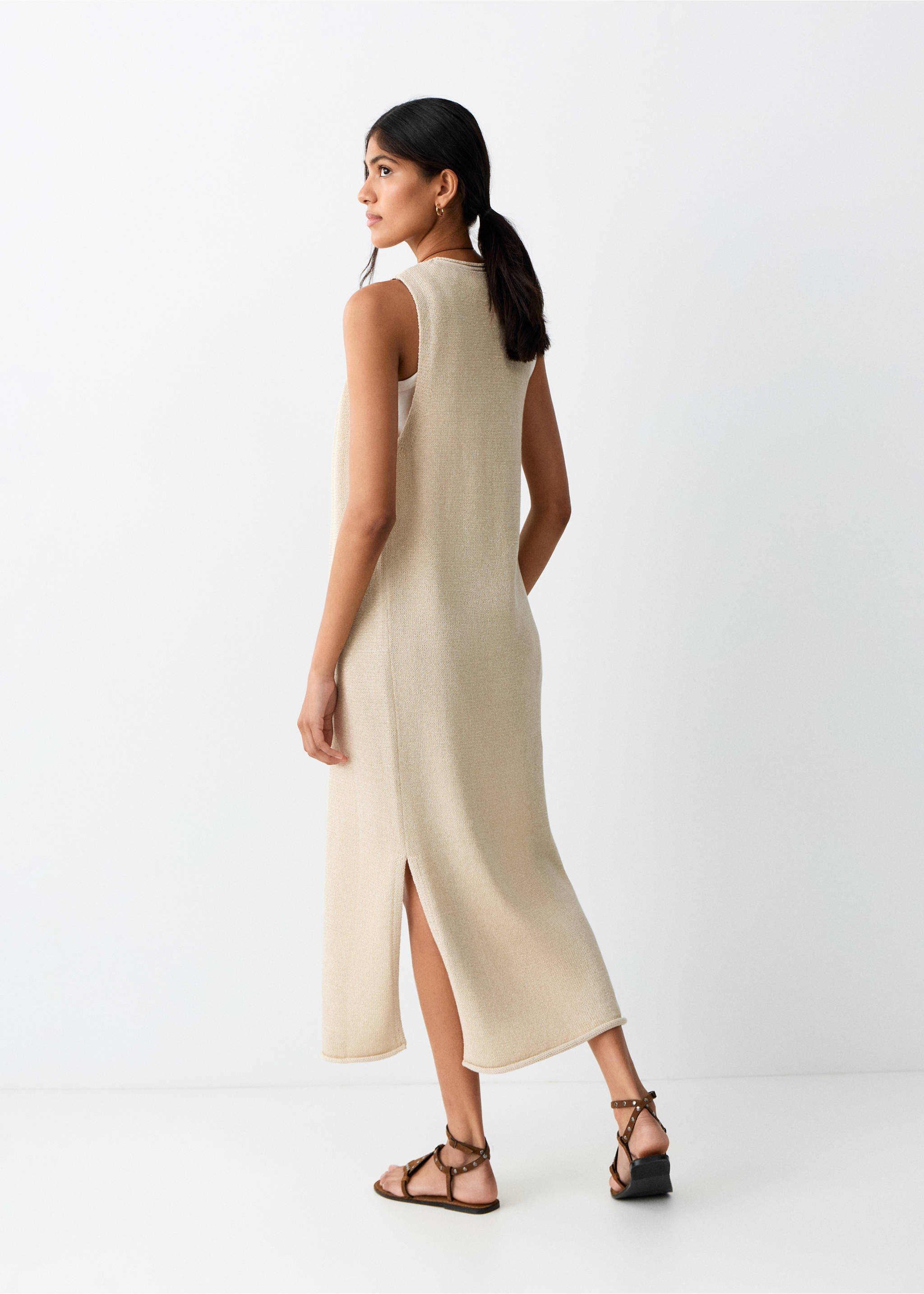 Càrdigan llarg punt - Revers de l'article, Daurat. Ref: 27057908-00.