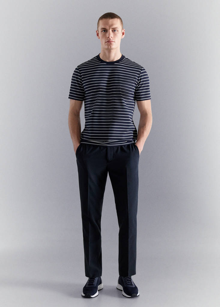 Slim fit striped COOLMAX® T-shirt — Navy