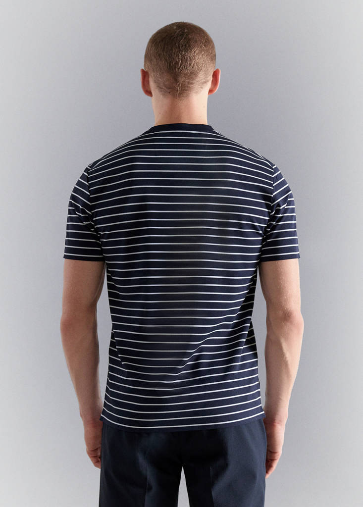 Slim fit striped COOLMAX® T-shirt — Navy