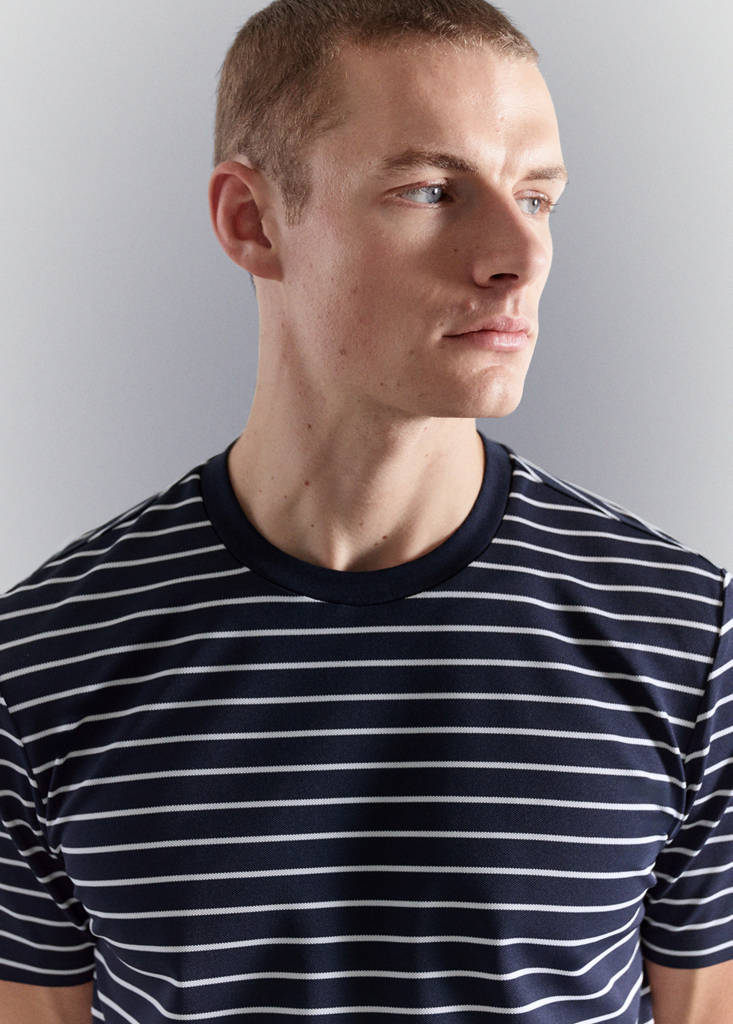 Slim fit striped COOLMAX® T-shirt — Navy