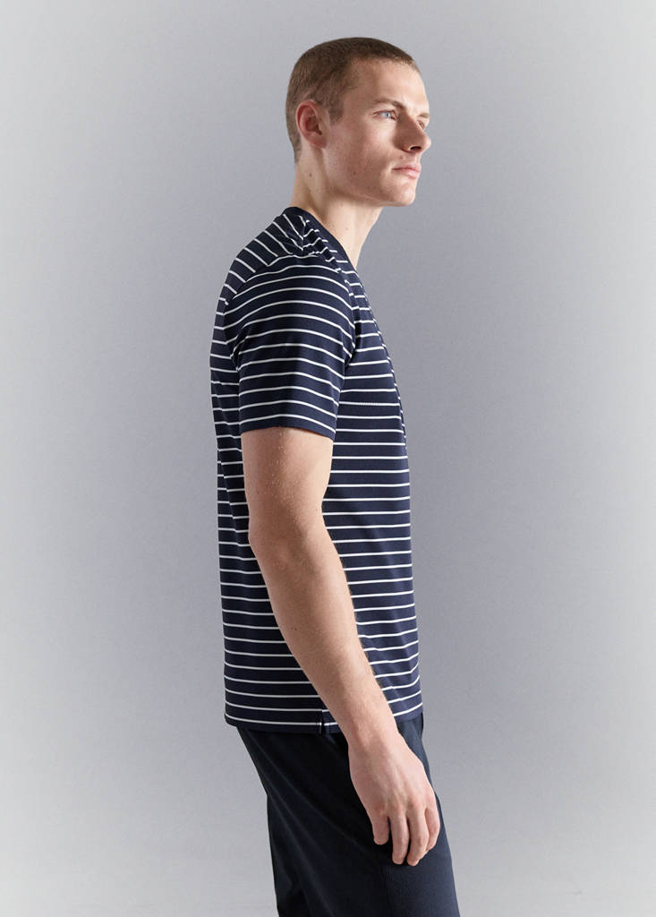 Slim fit striped COOLMAX® T-shirt — Navy
