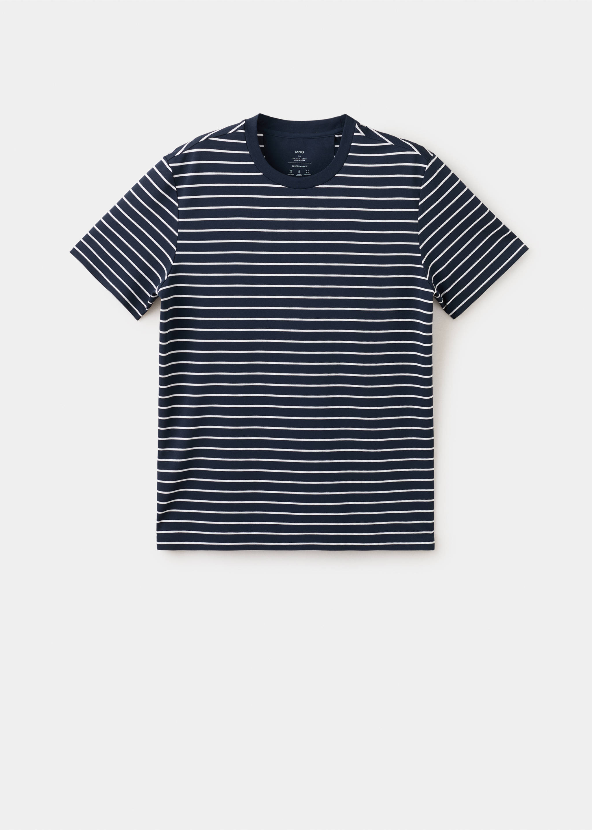 T-shirt slim-fit rayures COOLMAX® - Article sans modèle, Bleu marine. Ref: 27057910-00.