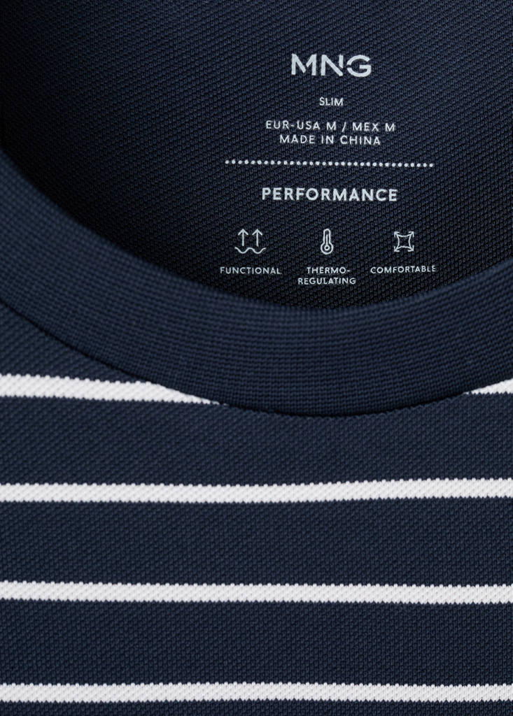 Slim fit striped COOLMAX® T-shirt — Navy