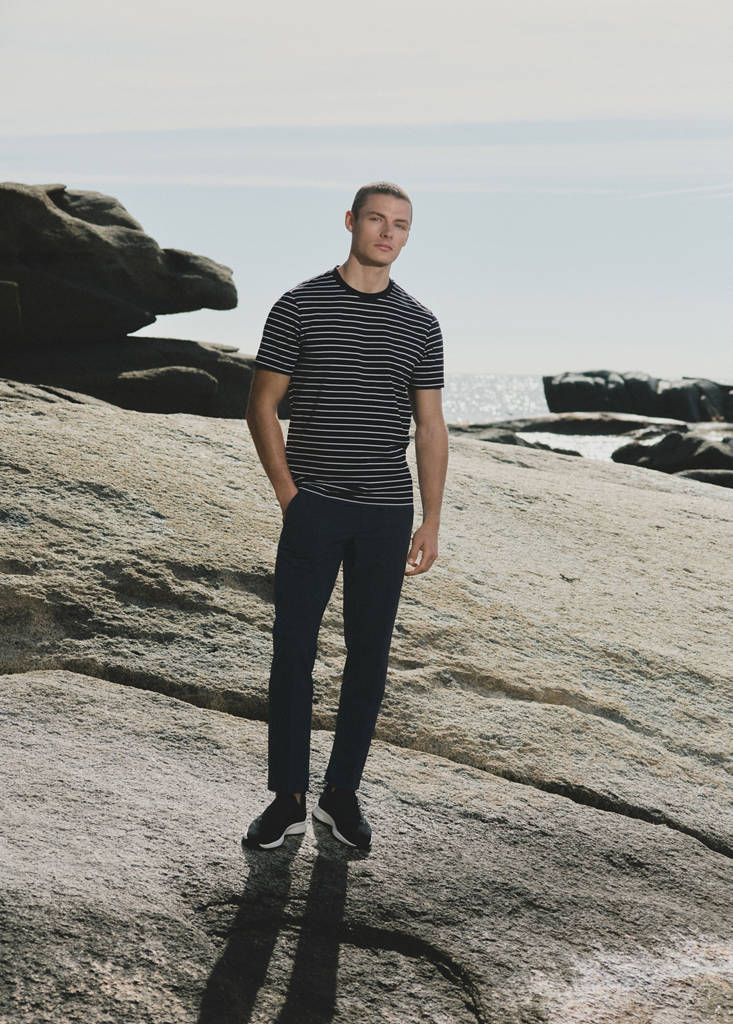 Slim fit striped COOLMAX® T-shirt — Navy