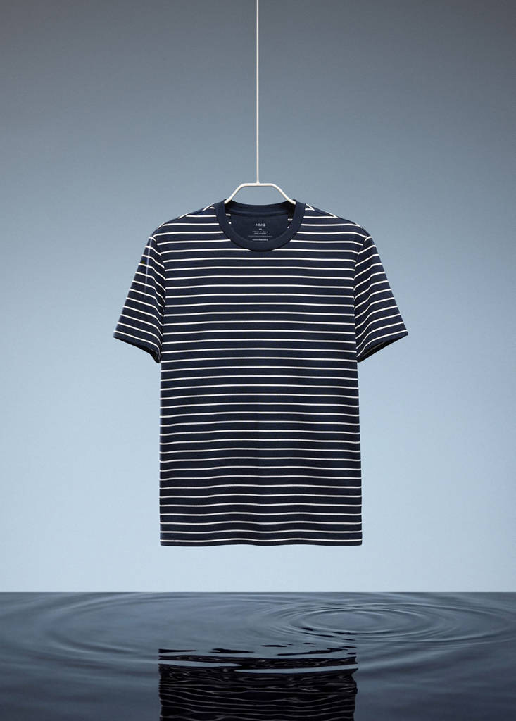 Slim fit striped COOLMAX® T-shirt — Navy