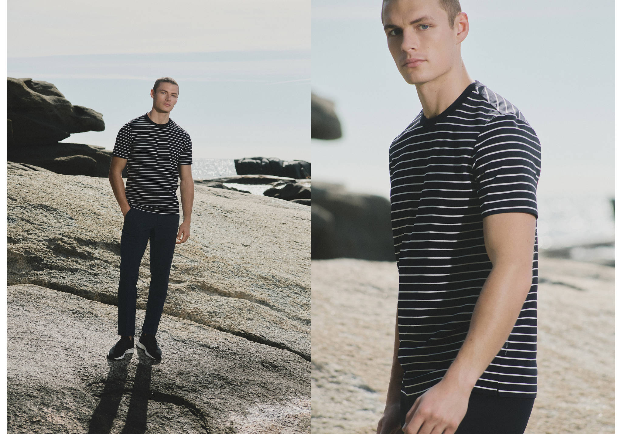 Slim fit striped COOLMAX® T-shirt - Panoramic plane