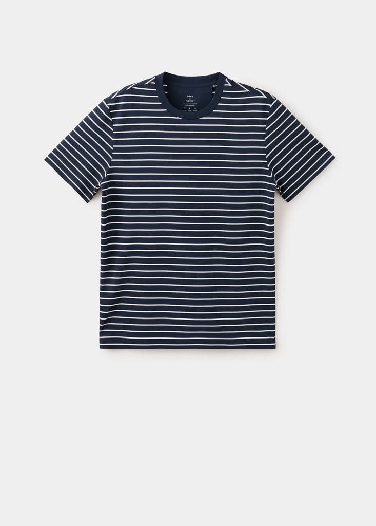 Slim fit striped COOLMAX® T-shirt — Navy