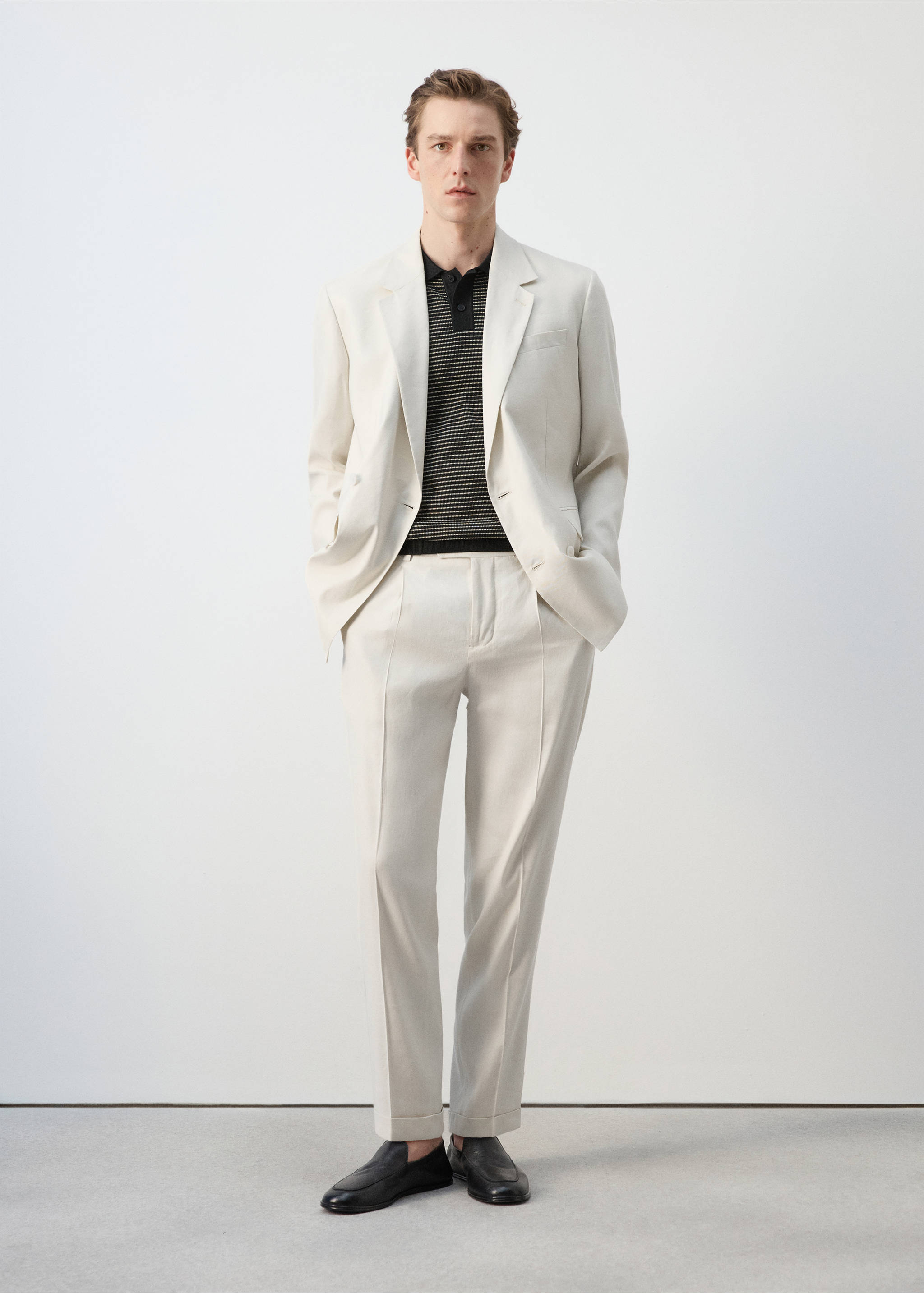 Pantalon costume Boston regular fit - Plan général, Écru. Ref: 27057912-00.