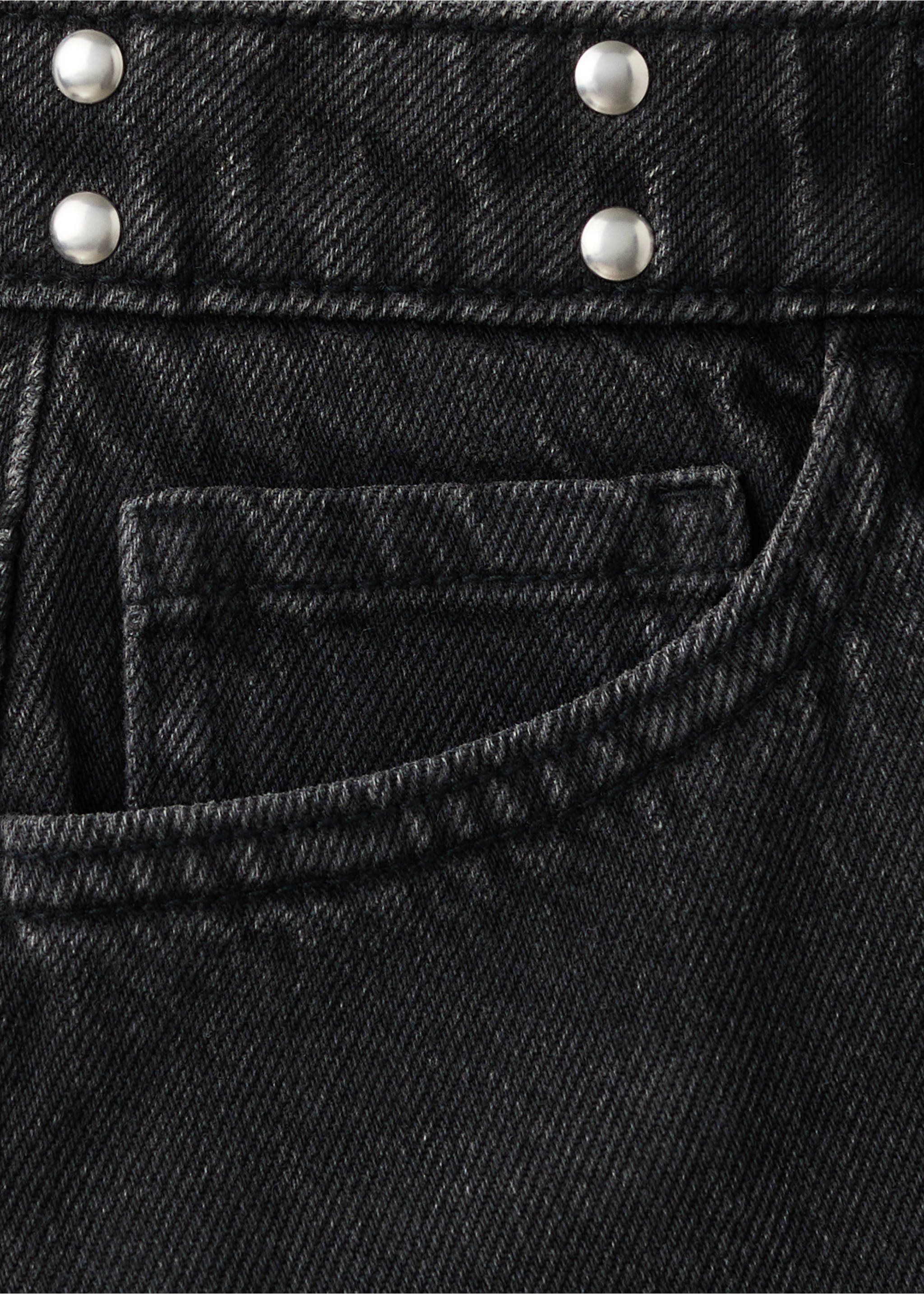 Denim skirt with stud details - Details of the article 8, Black denim. Ref: 27057913-00.