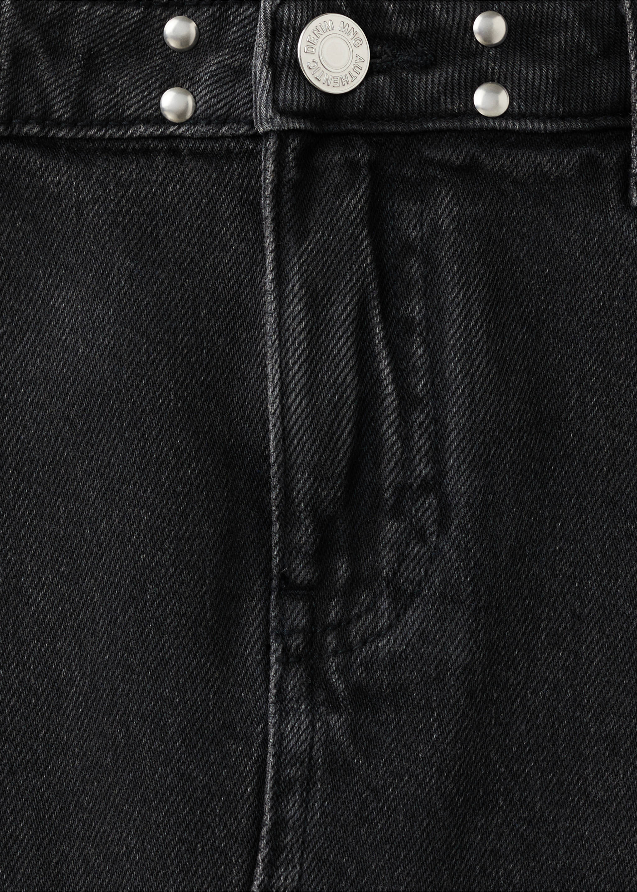 Denim skirt with stud details - Details of the article 0, Black denim. Ref: 27057913-00.