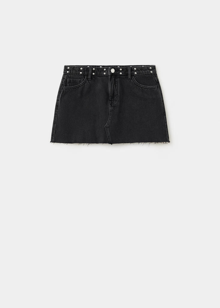 Studded denim skirt — Black denim