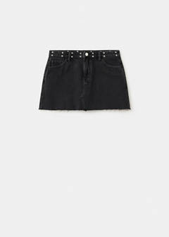 Studded denim skirt — Black denim 3
