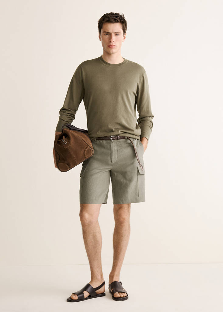 Fine-knit cotton sweater — Khaki