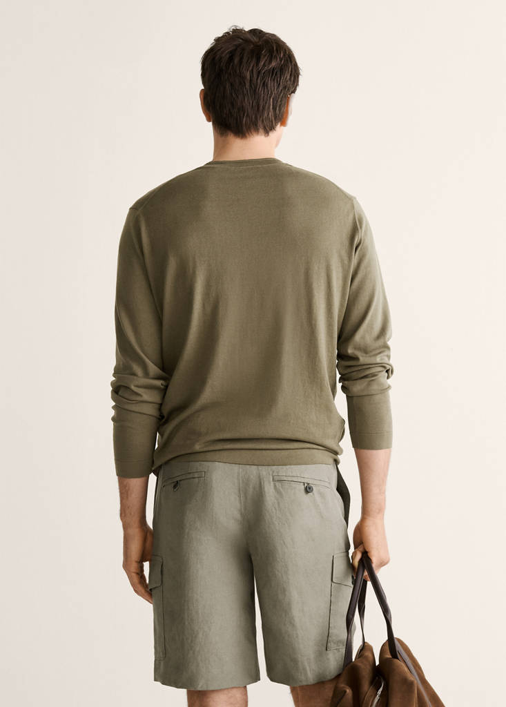 Fine-knit cotton sweater — Khaki