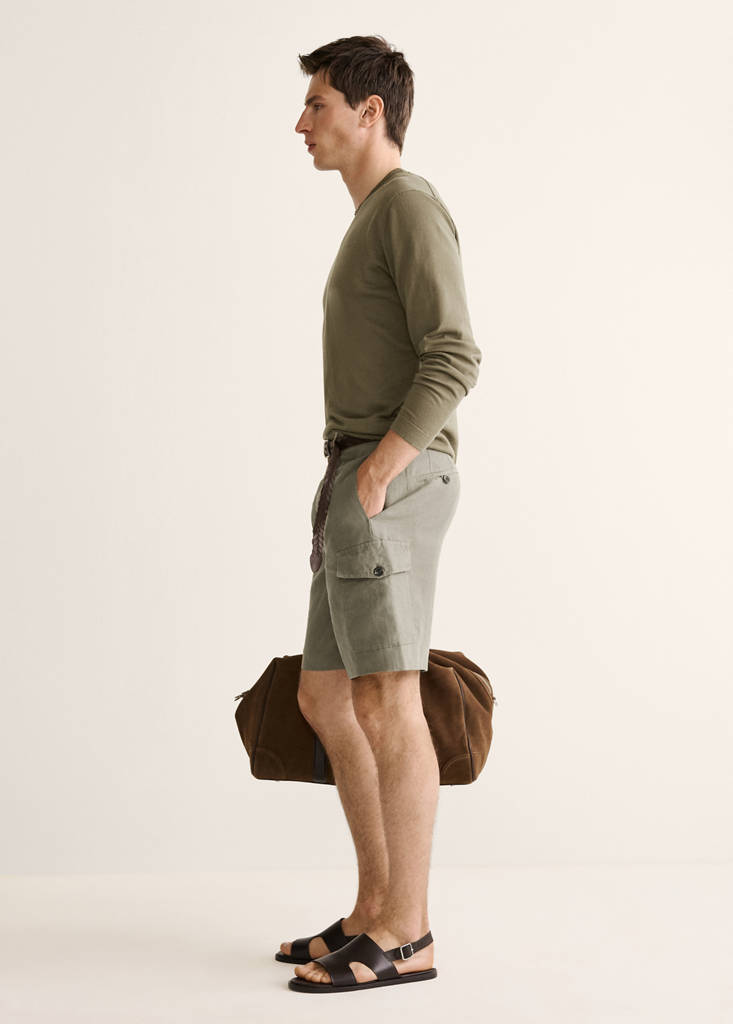 Fine-knit cotton sweater — Khaki