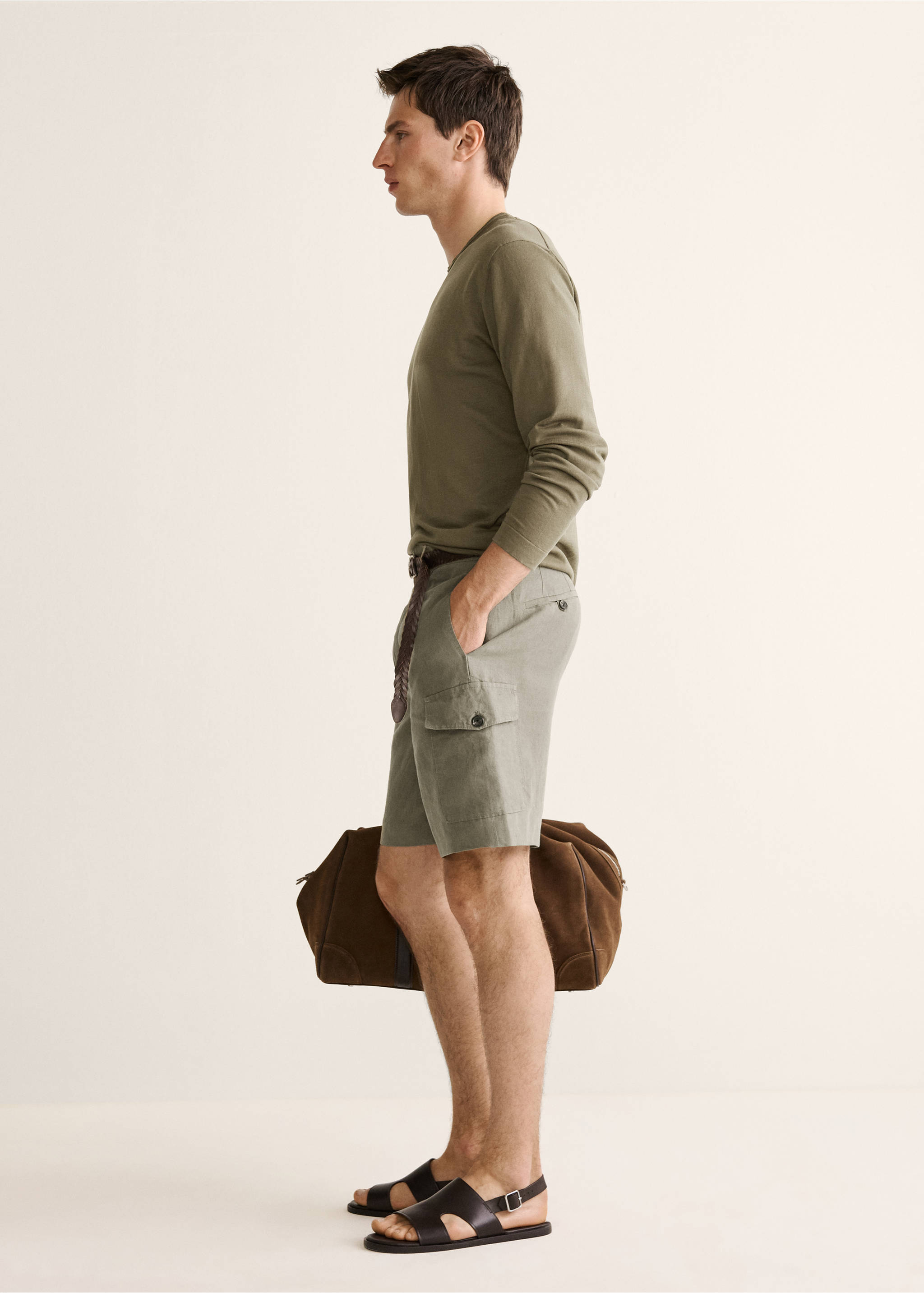 Pull-over maille fine coton - Détail de l'article 2, Kaki. Ref: 27057914-00.