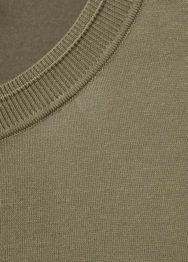 Fine-knit cotton sweater — Khaki