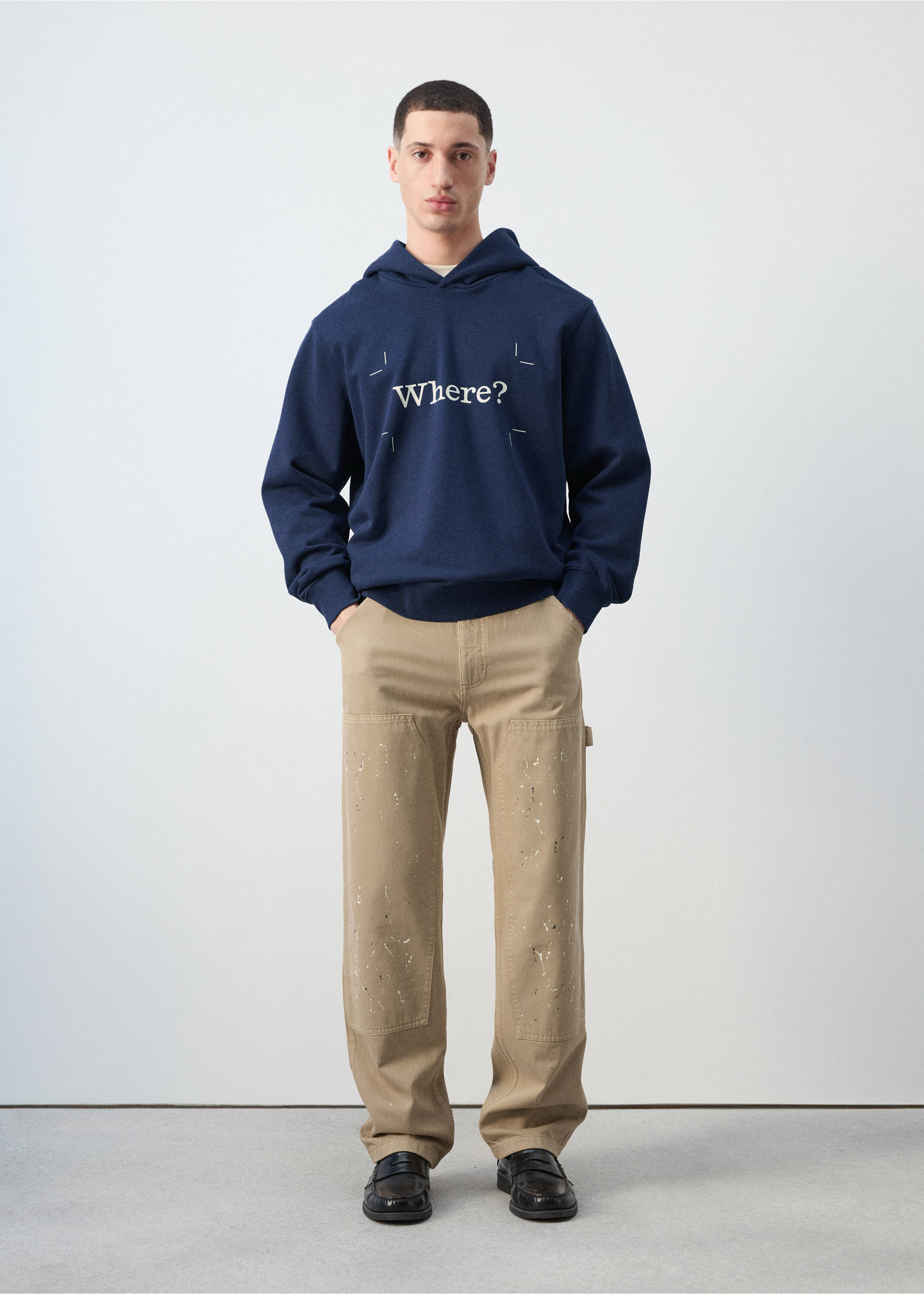 100% cotton hooded sweatshirt text - General plane, Ink Blue. Ref: 27057915-00.