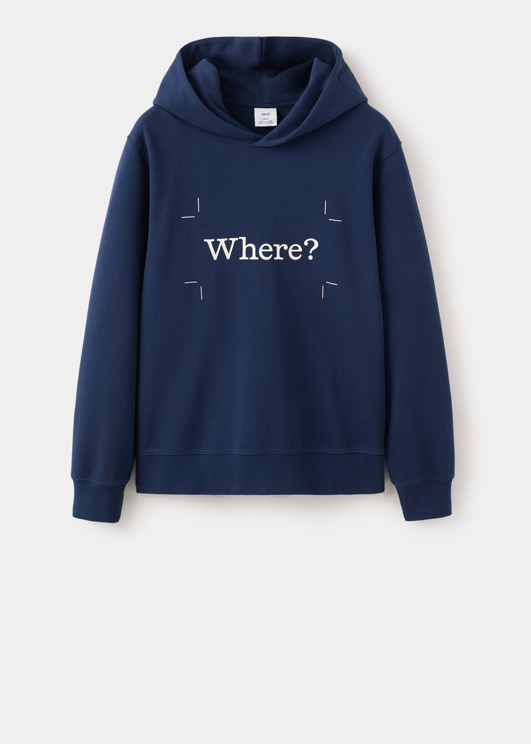 100% cotton hooded sweatshirt text - Article without model, Ink Blue. Ref: 27057915-00.