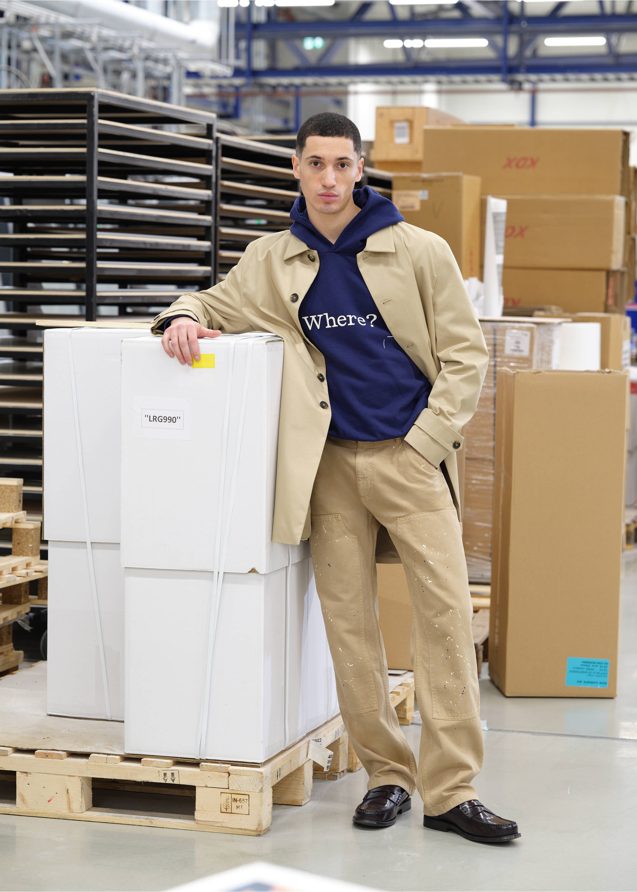 Sweat à capuche en coton 100 % imprimé - Détail de l'article 5, Bleu encre. Ref: 27057915-00.