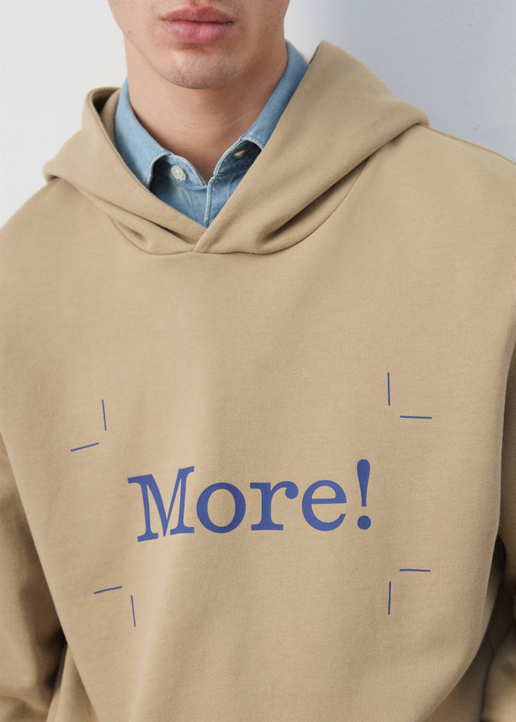 Printed 100% cotton hooded sweatshirt — Beige