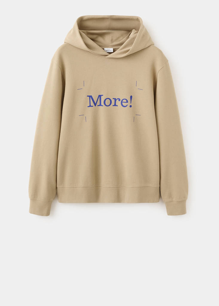 Printed 100% cotton hooded sweatshirt — Beige