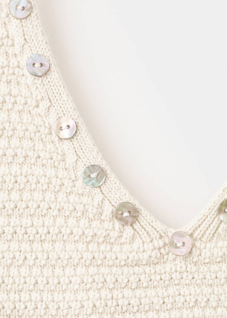 Halter-neck top with buttons — Beige