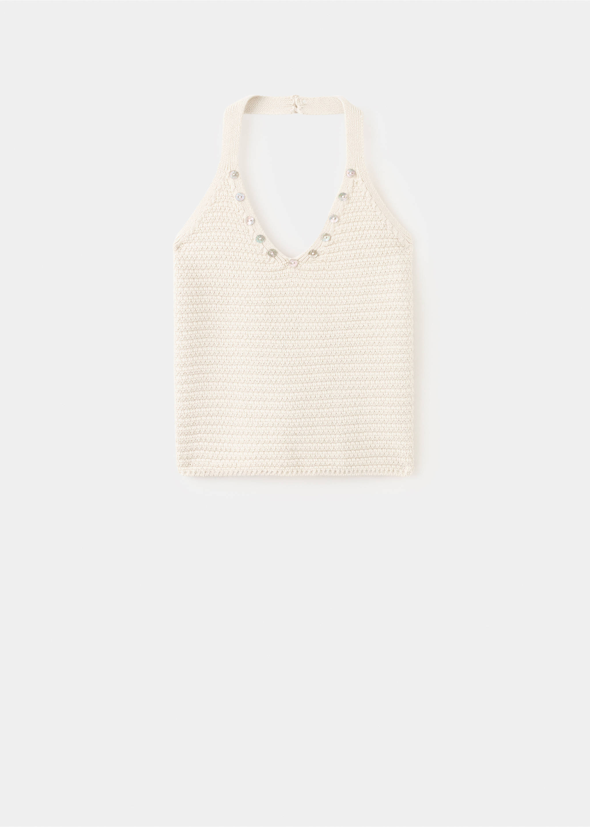 Halter-neck top with buttons - Article without model, Beige. Ref: 27057917-00.
