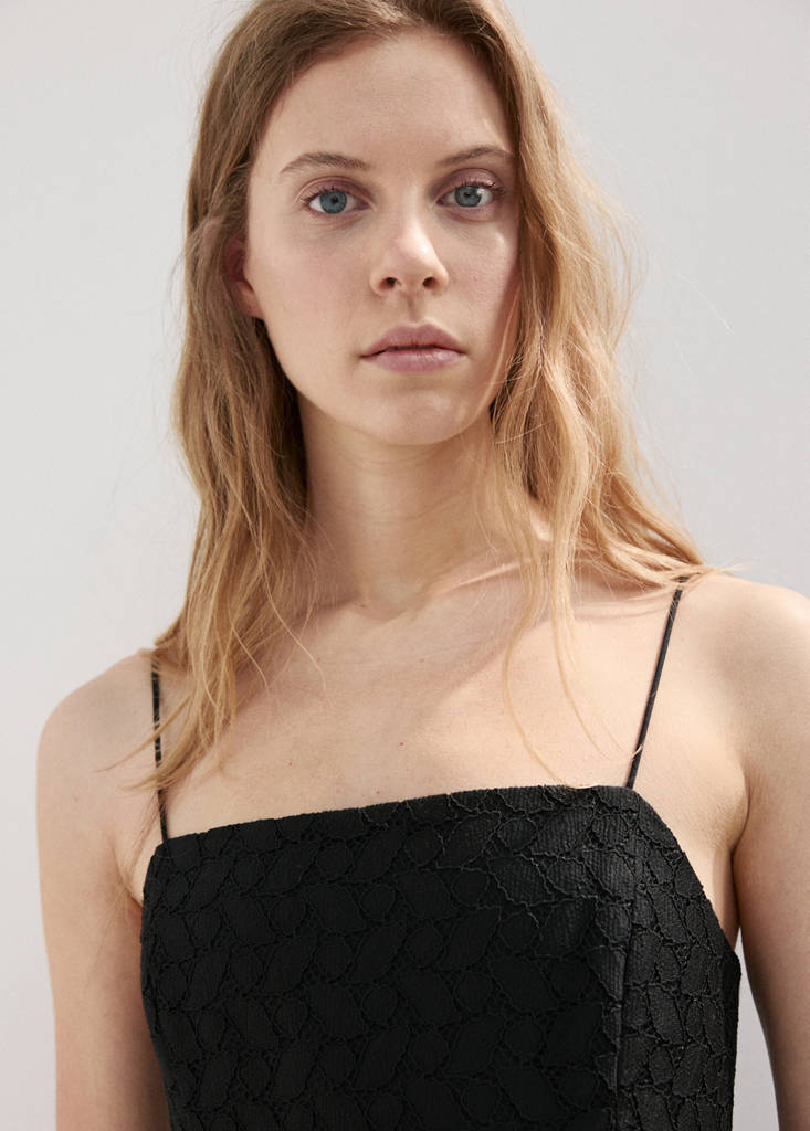 Midi dress with broderie anglaise embroidery — Black