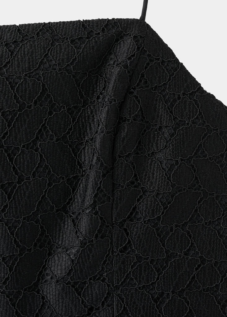 Midi dress with broderie anglaise embroidery — Black