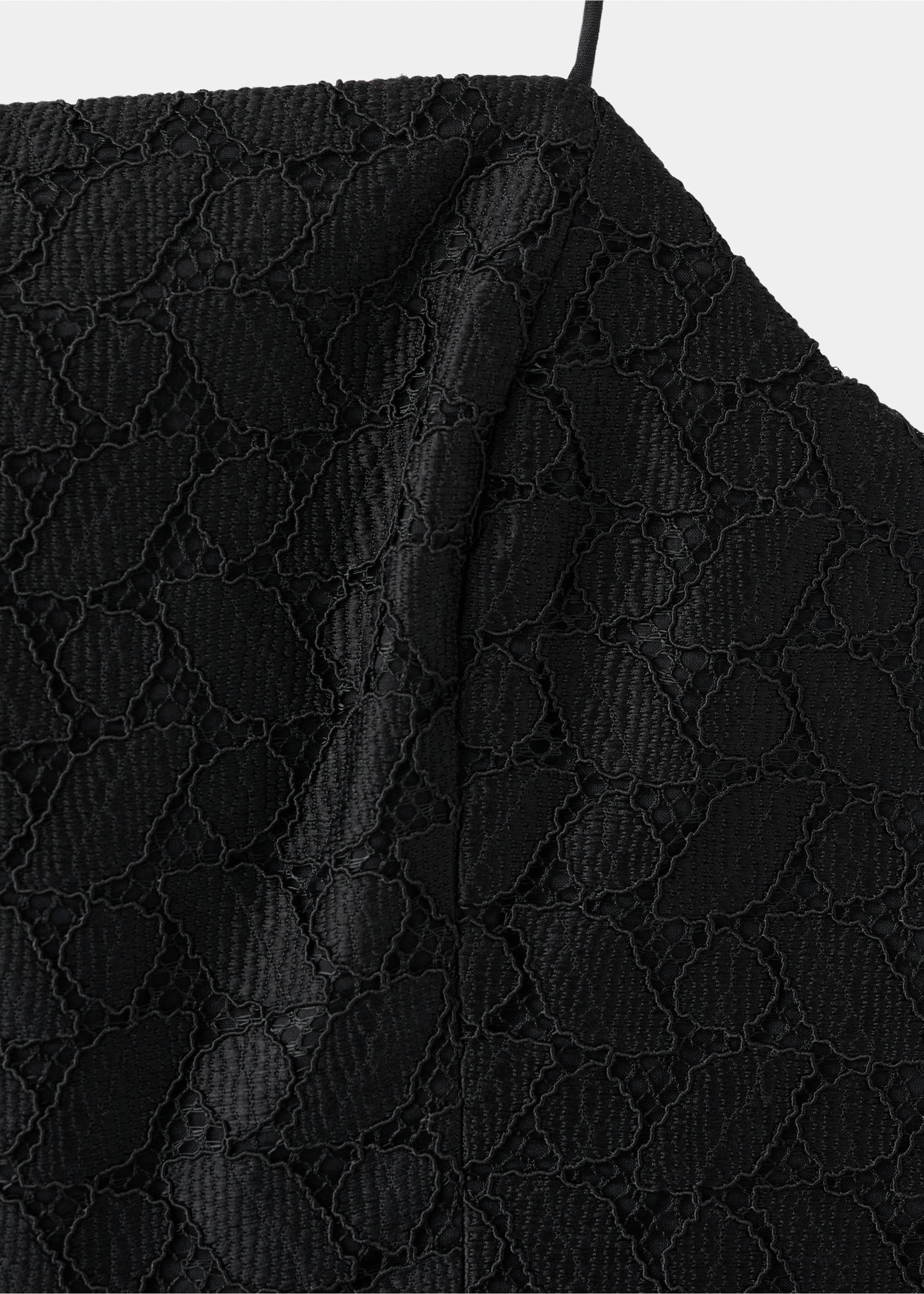 Midi dress with broderie anglaise embroidery - Details of the article 8, Black. Ref: 27057927-00.