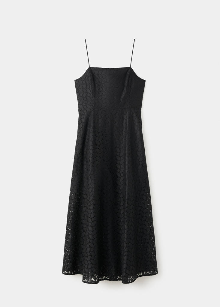 Midi dress with broderie anglaise embroidery — Black