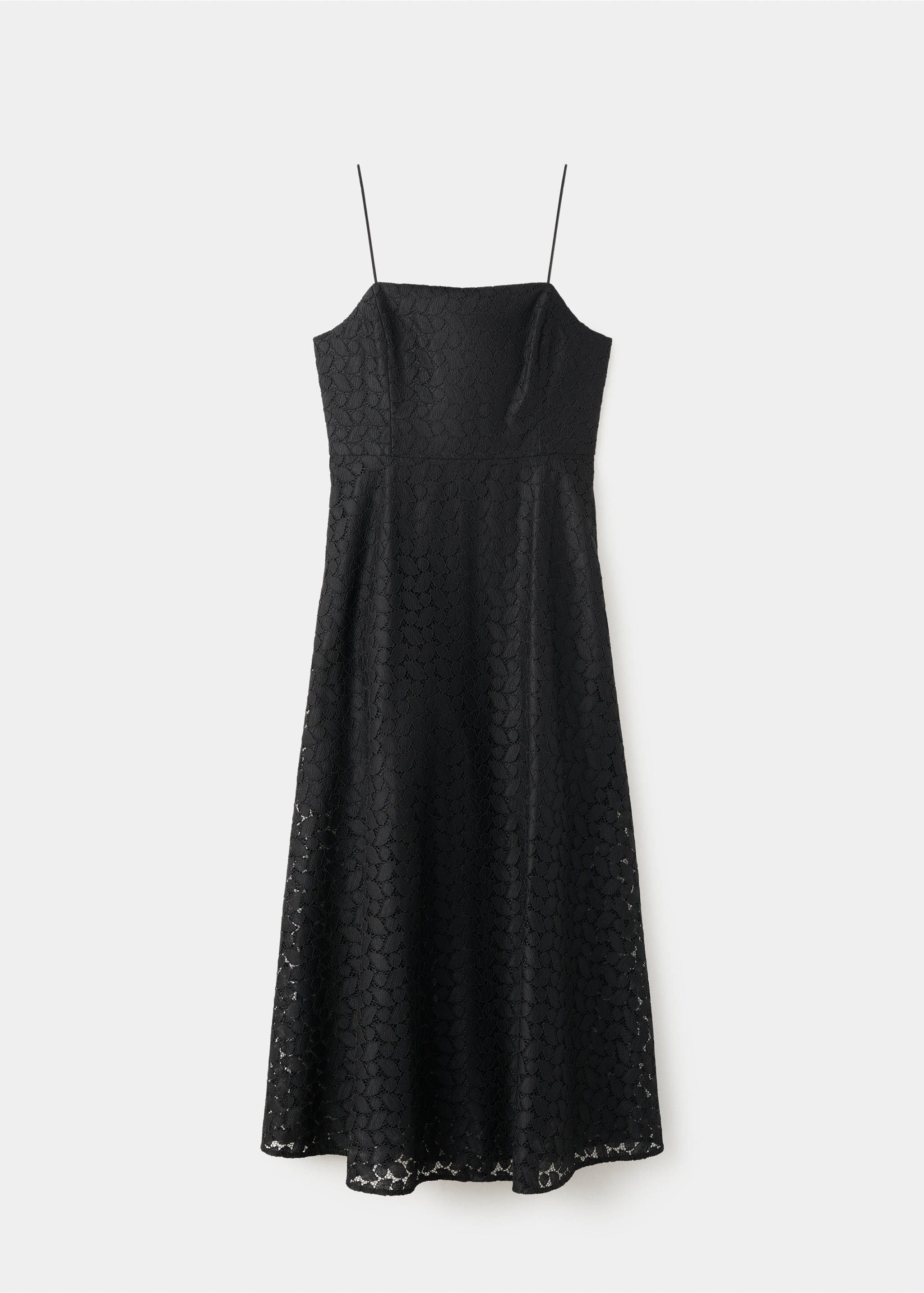 Midi dress with broderie anglaise embroidery - Article without model, Black. Ref: 27057927-00.