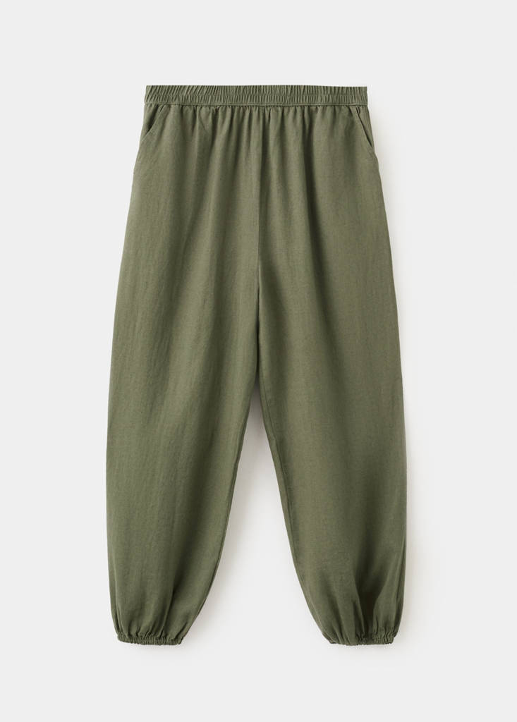 Linen baggy trousers — Khaki