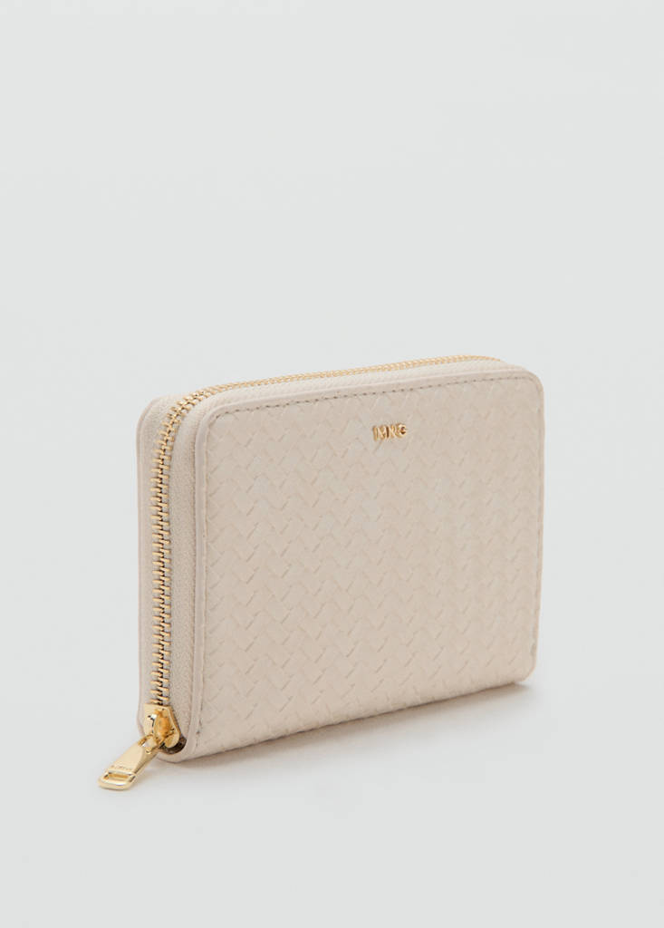 Mango Medium Braided Wallet In White