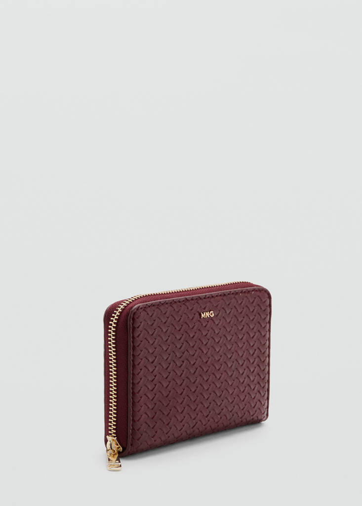 Medium braided wallet — Burgundy