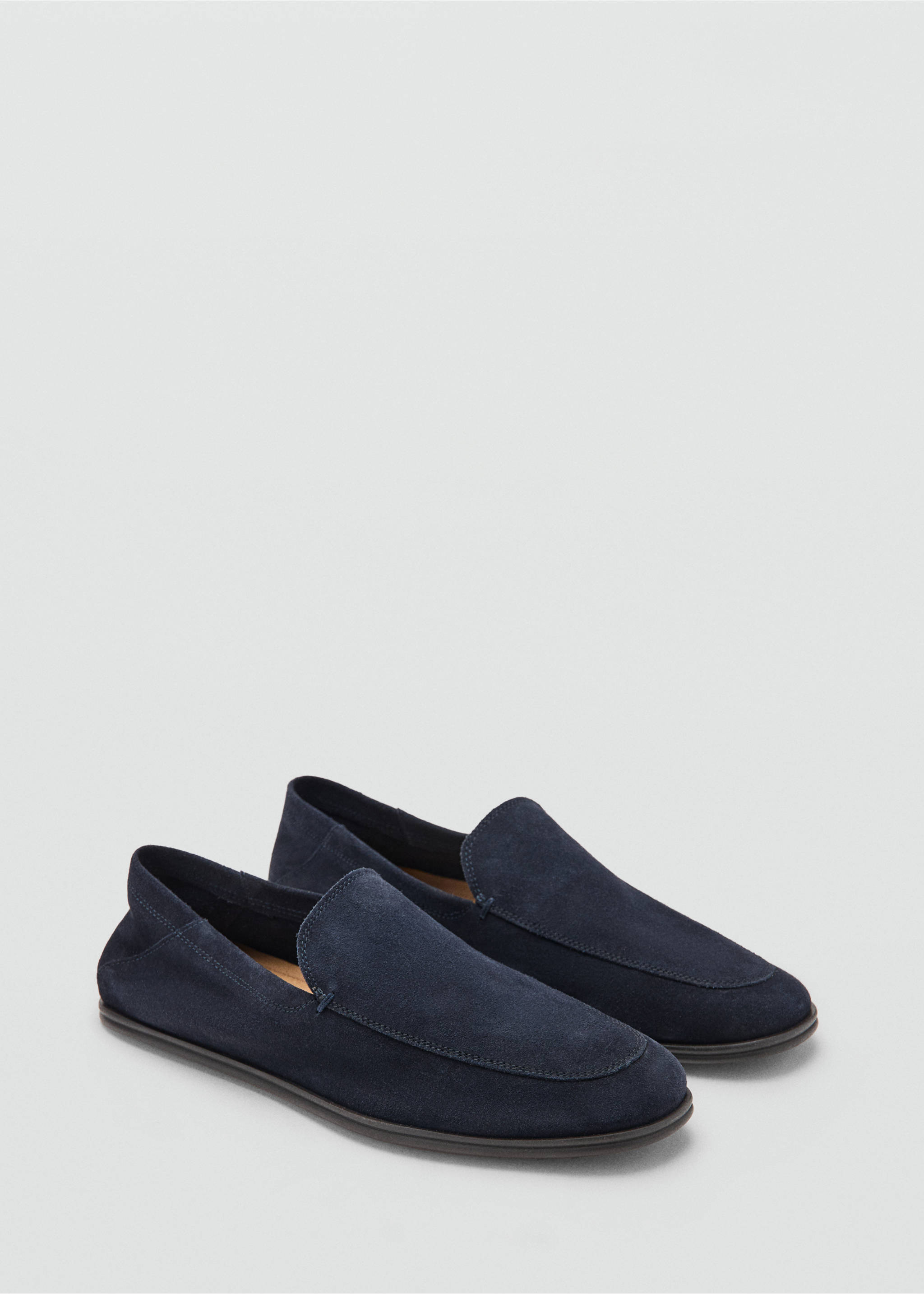 Mocassins cuir daim - Plan moyen, Bleu marine. Ref: 27057934-00.