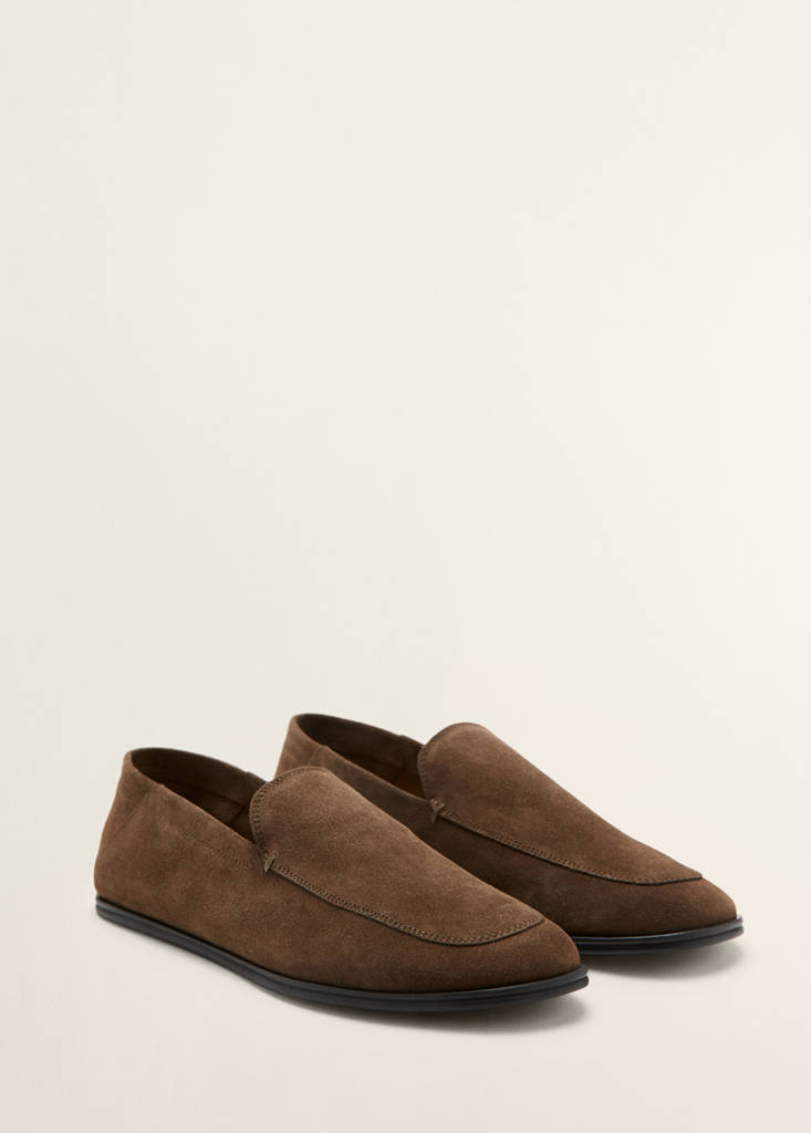 Suede leather loafers — Cognac