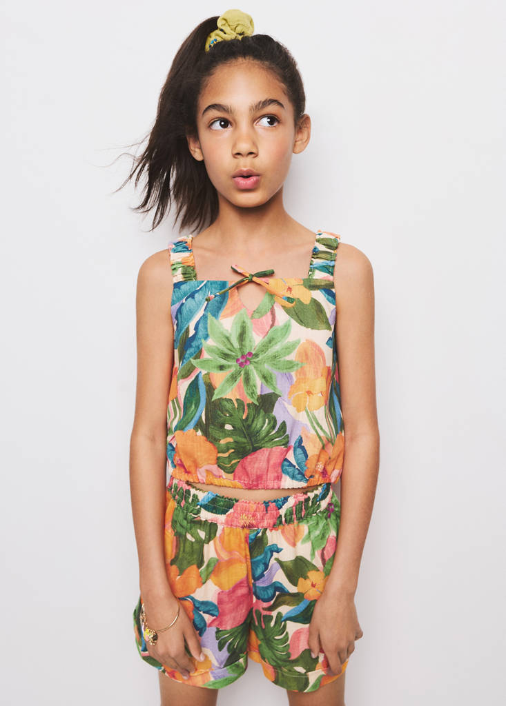 Tropical print blouse — Orange
