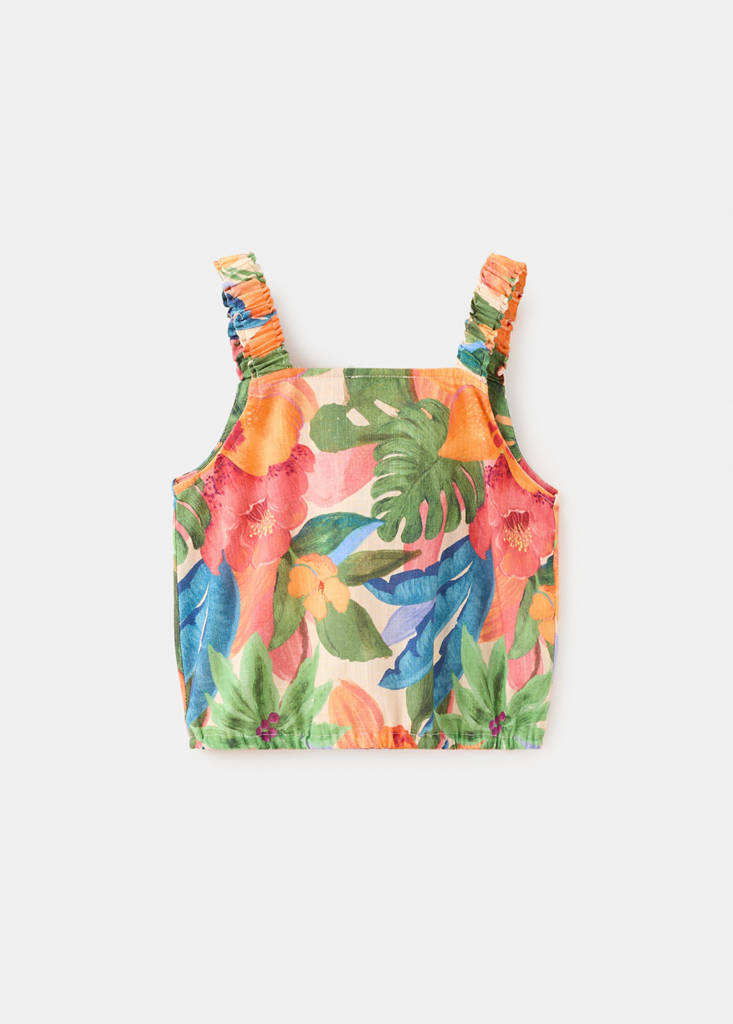Tropical print blouse — Orange