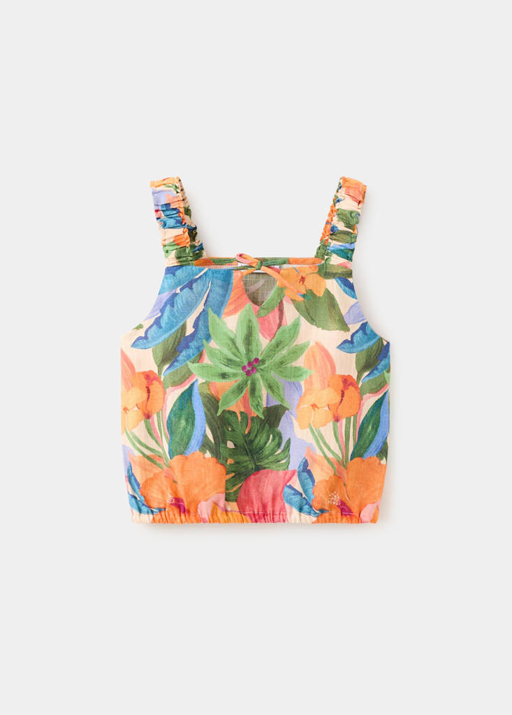 Tropical print blouse — Orange