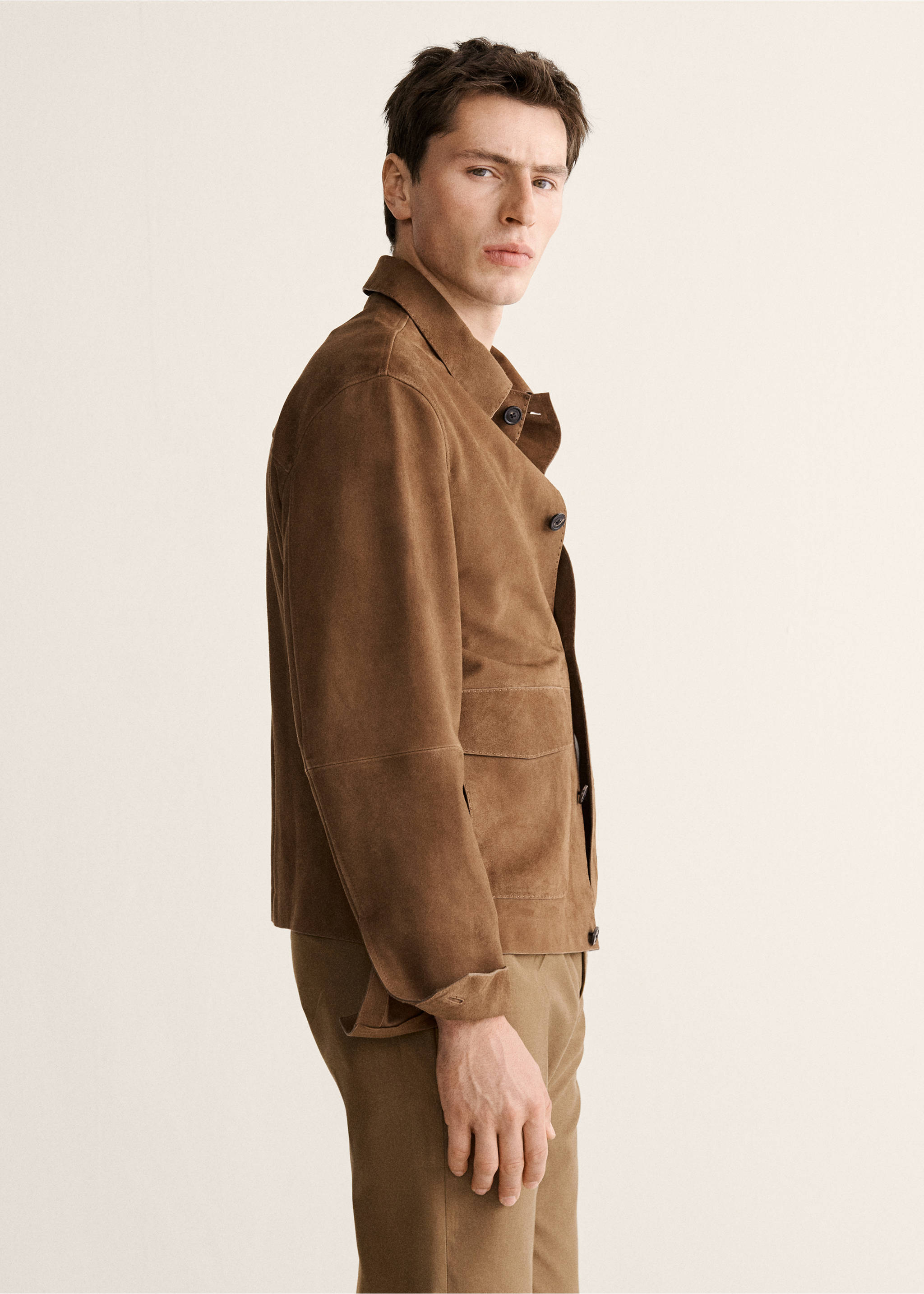 Blouson 100 % cuir daim poches - Détail de l'article 2, Marron moyen. Ref: 27058263-00.