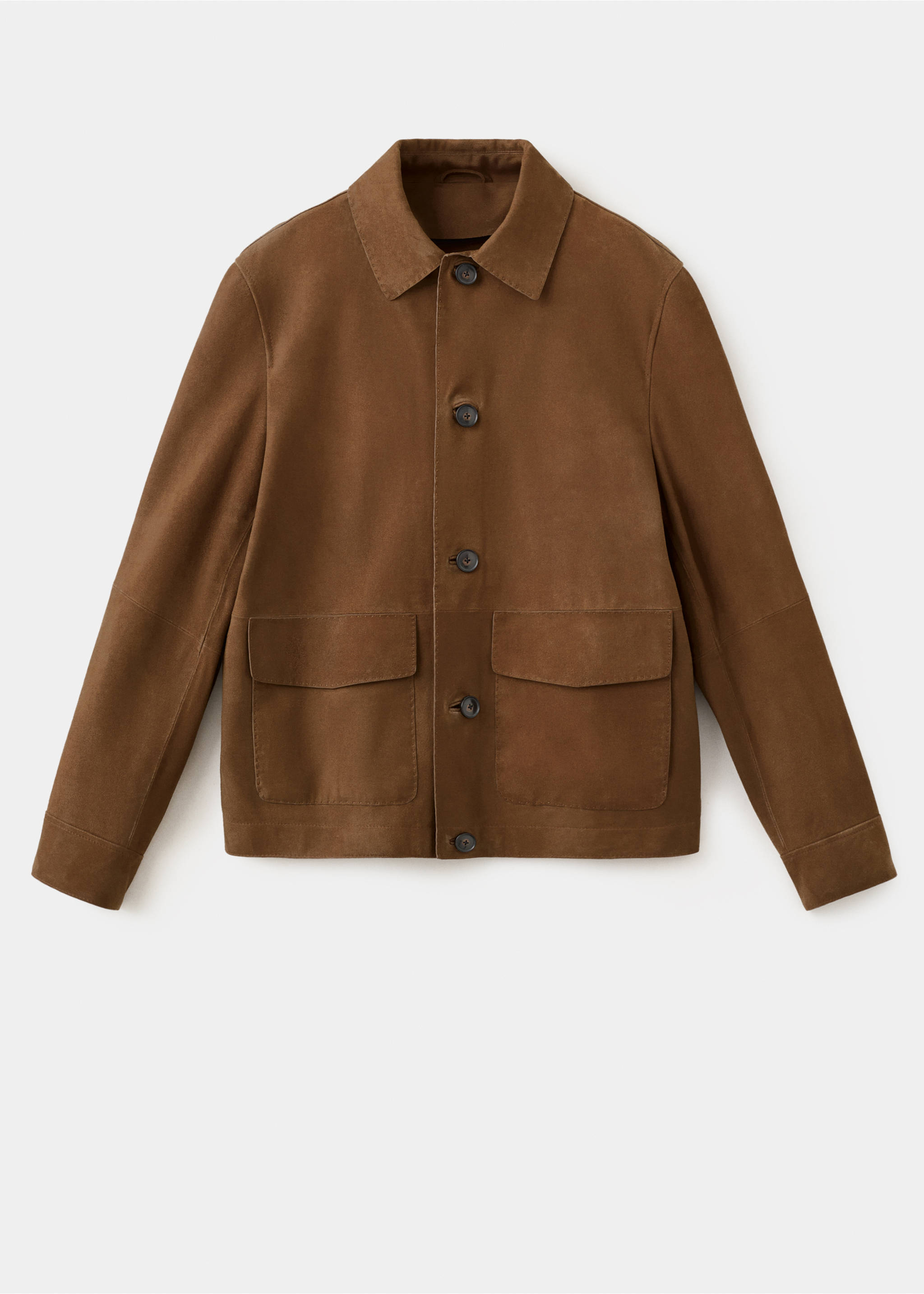 Blouson 100 % cuir daim poches - Article sans modèle, Marron moyen. Ref: 27058263-00.